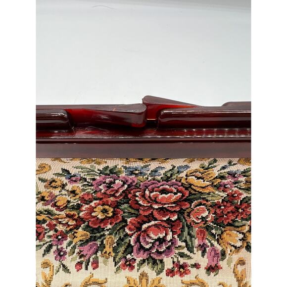 Modern Black Rose Tapestry Clutch Bag Embroidered Front Black Back Cottagecore - Picture 2 of 7